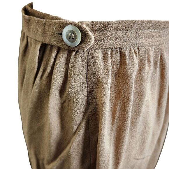 Vintage 80s Adrian Cartmell Wrap Skirt Womens Size XS Brown Beige Pockets Wool L - Picture 3 of 5